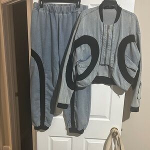 AKIRA Gray and Black Tracksuit Set